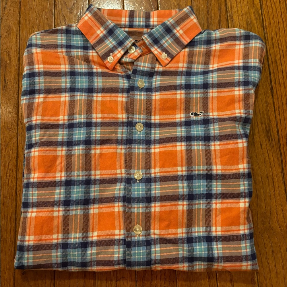 Orange and Blue Vineyard Vines Dress Button Up